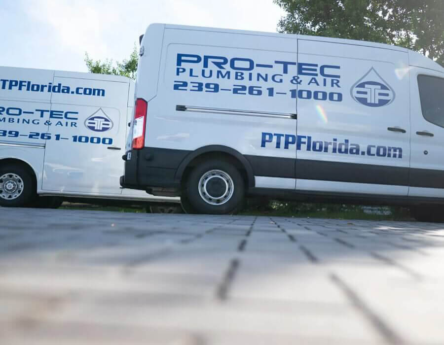 Pro-Tec Plumbing & Air service vehicles