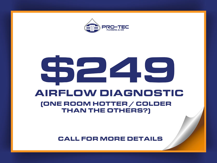 $249 airflow diagnostic offer from Pro-Tec Plumbing and Air