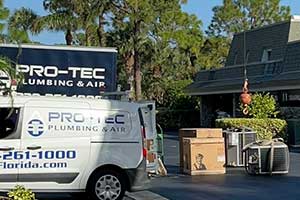 Pro-Tec service truck delivering HVAC equipment