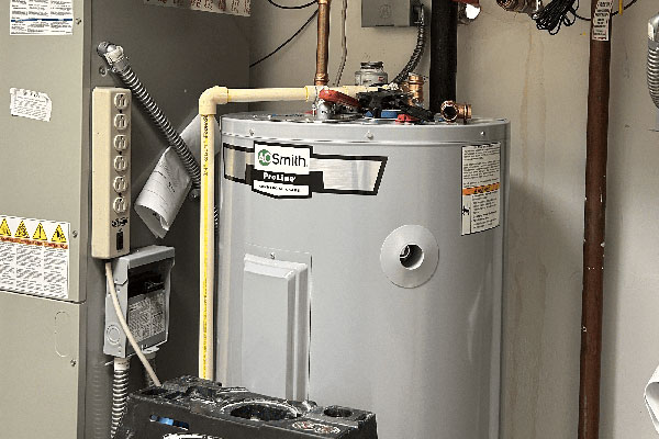 Water heater installed inside a home utility area