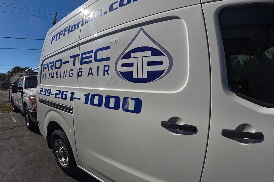 PRO-TEC Plumbing and Air service van parked in Naples FL
