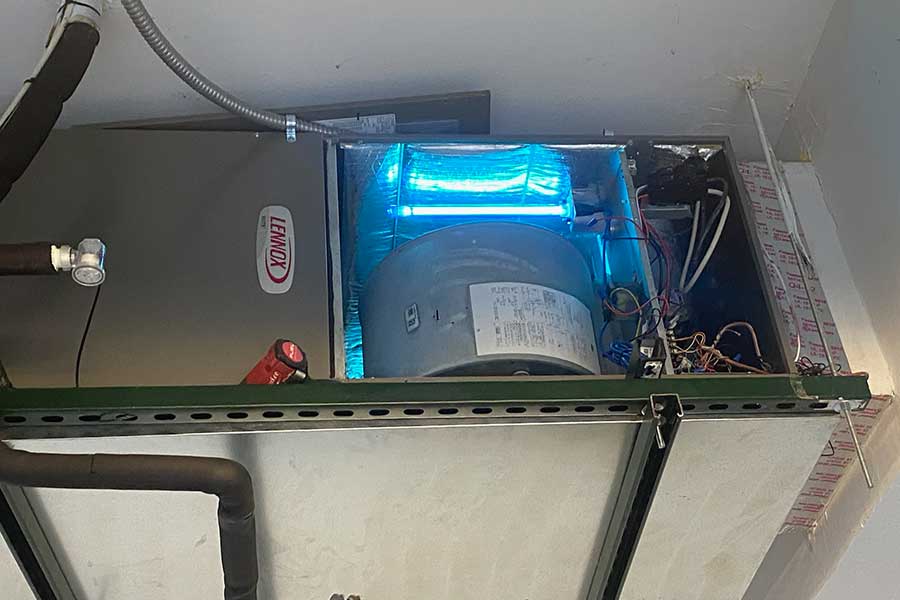 UV air purifier installed inside HVAC system in Naples FL