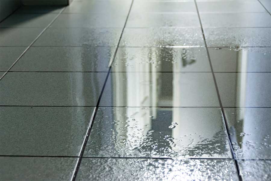 Water pooling on floor identified during plumbing inspection in Naples FL