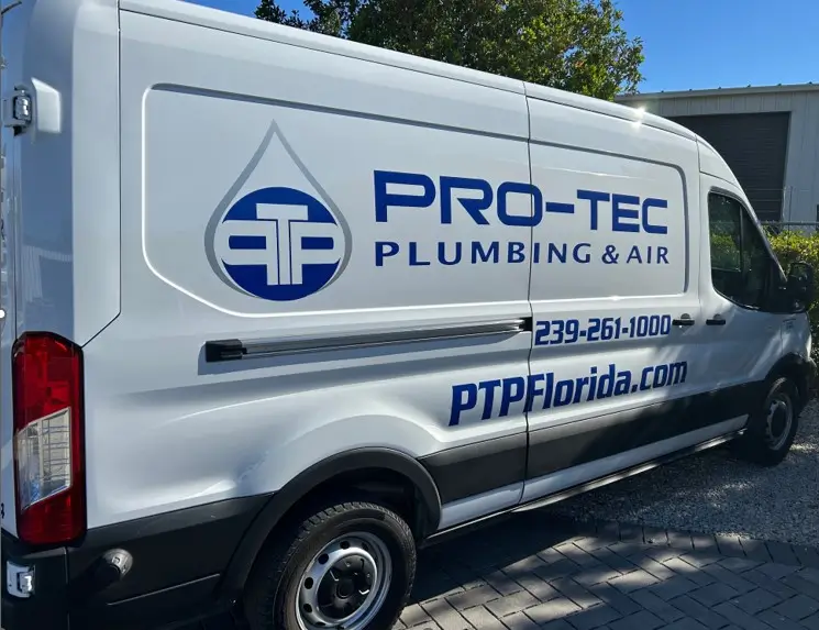 Pro-TEC Plumbing and Air service van ready for home service in Naples FL