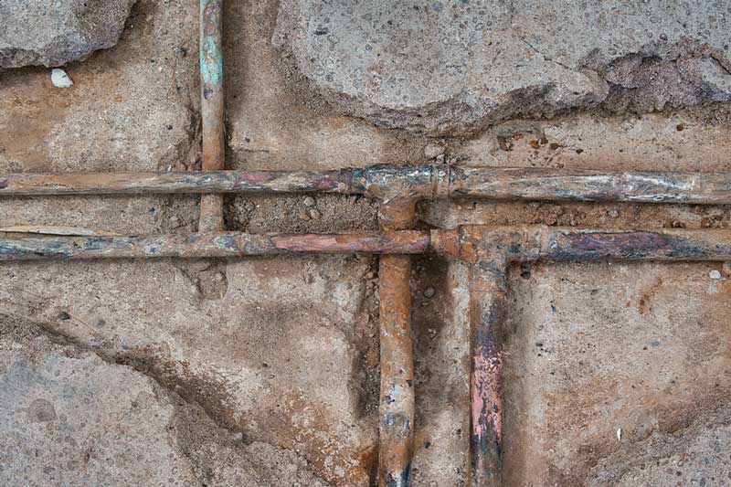 Corroded pipes found during slab leak detection in Naples FL