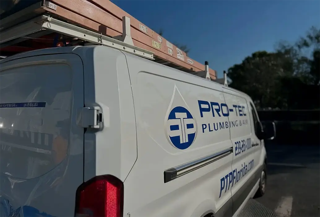 Pro-Tec Plumbing & Air service vehicle equipped for professional plumbing and air conditioning repairs