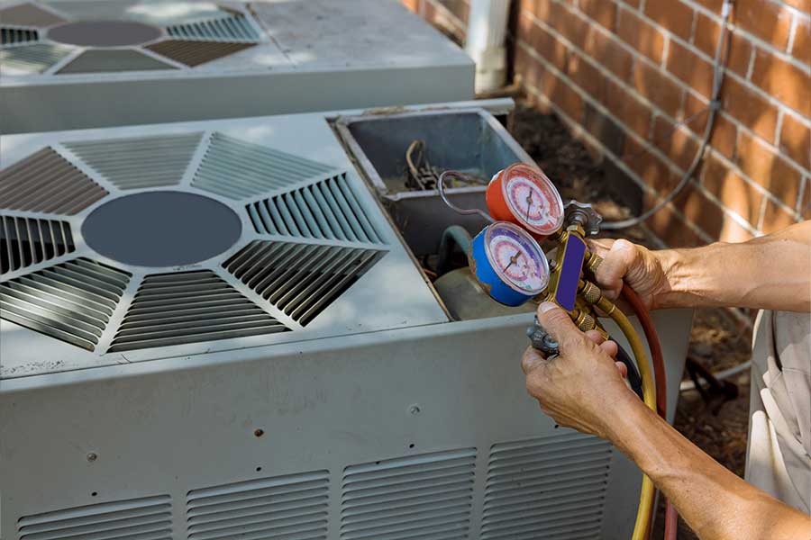 Pro-Tec technician testing an AC unit during capacitor replacement in Naples, FL