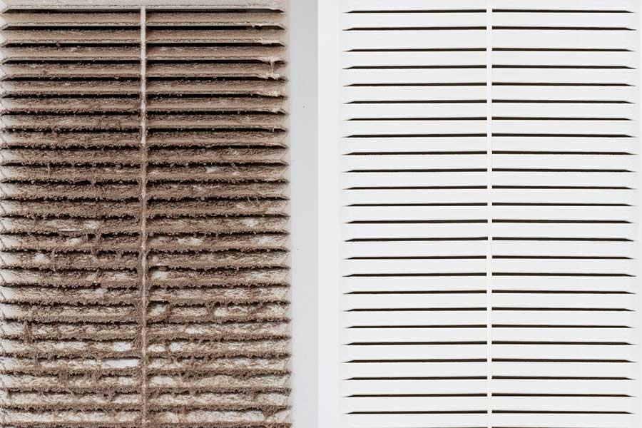 Before-and-after air vent condition after duct sealing in Naples, FL