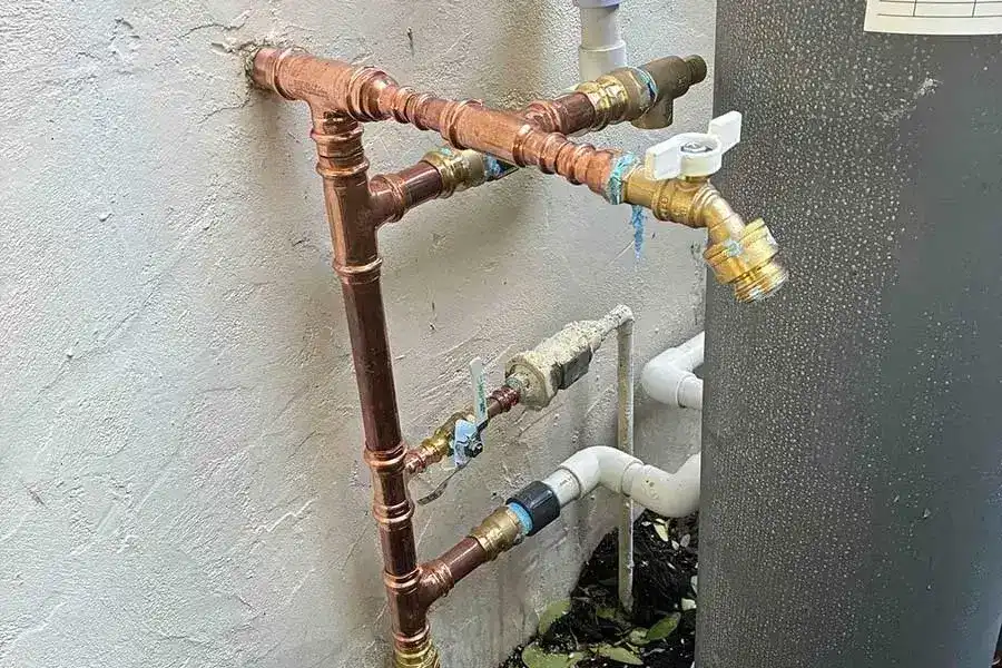 Outdoor plumbing lines and fittings related to main water line repair