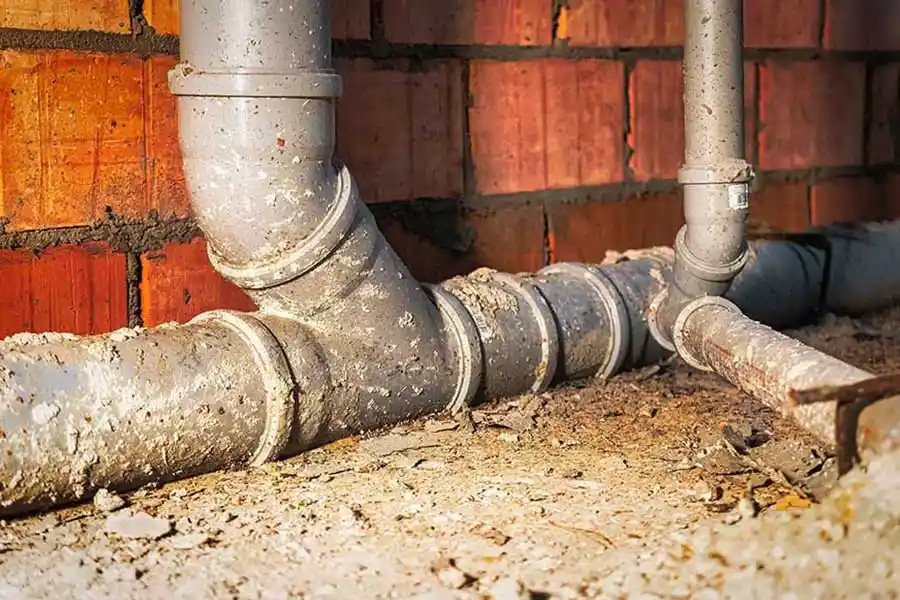 Exposed underground sewer piping prepared for professional sewer repair
